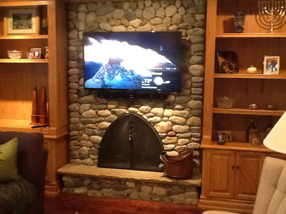 TV Mounting over stone fireplace